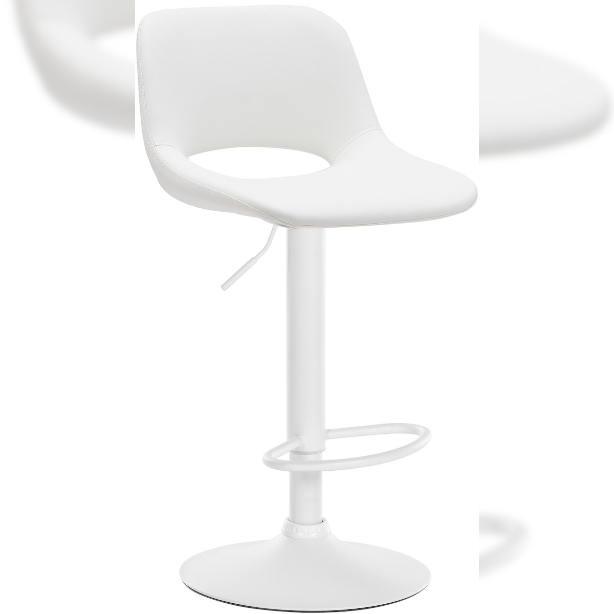 DELUKE® Barhocker JAKSON - Weiß, Kunstleder, Weiß | Barhocker mit Lehne Barstuhl Tresenhocker Tresenstuhl Kneipenhocker Kneipenstuhl Image