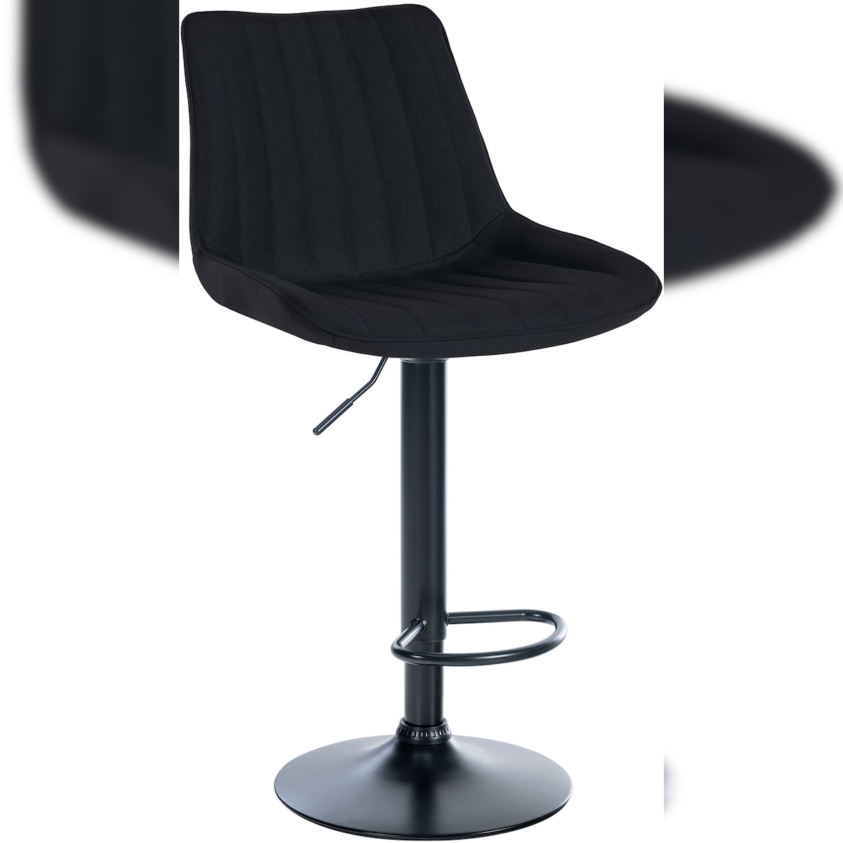 DELUKE® Barhocker RIO - Schwarz, Stoff, Schwarz | Barhocker mit Lehne Barstuhl Tresenhocker Tresenstuhl Kneipenhocker Kneipenstuhl Image