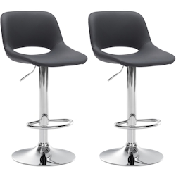 DELUKE® Barhocker 2er Set JAKSON - Schwarz, Kunstleder, Chrom | Barhocker mit Lehne Barstuhl Tresenhocker Tresenstuhl Kneipenhocker Kneipenstuhl