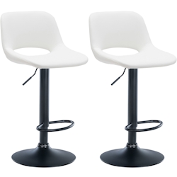 DELUKE® Barhocker 2er Set JAKSON - Weiß, Kunstleder, Schwarz | Barhocker mit Lehne Barstuhl Tresenhocker Tresenstuhl Kneipenhocker Kneipenstuhl