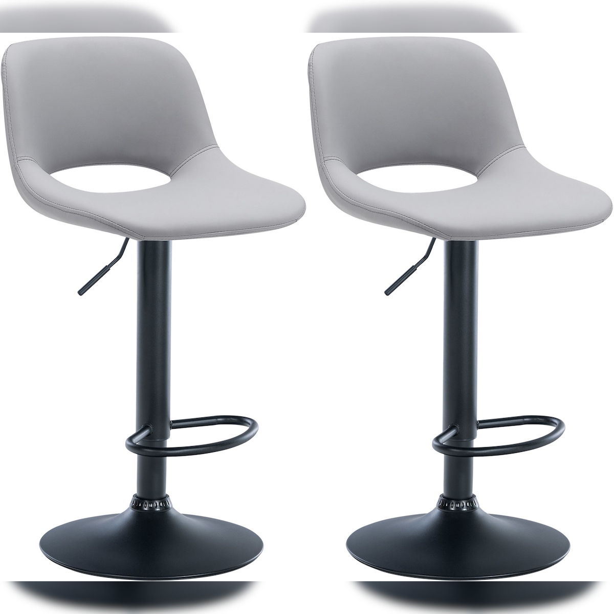 DELUKE® Barhocker 2er Set JAKSON - Grau, Kunstleder, Schwarz | Barhocker mit Lehne Barstuhl Tresenhocker Tresenstuhl Kneipenhocker Kneipenstuhl Image