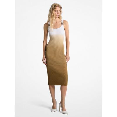 Michael Kors Ombré Ribbed Stretch Viscose Dress Natural L