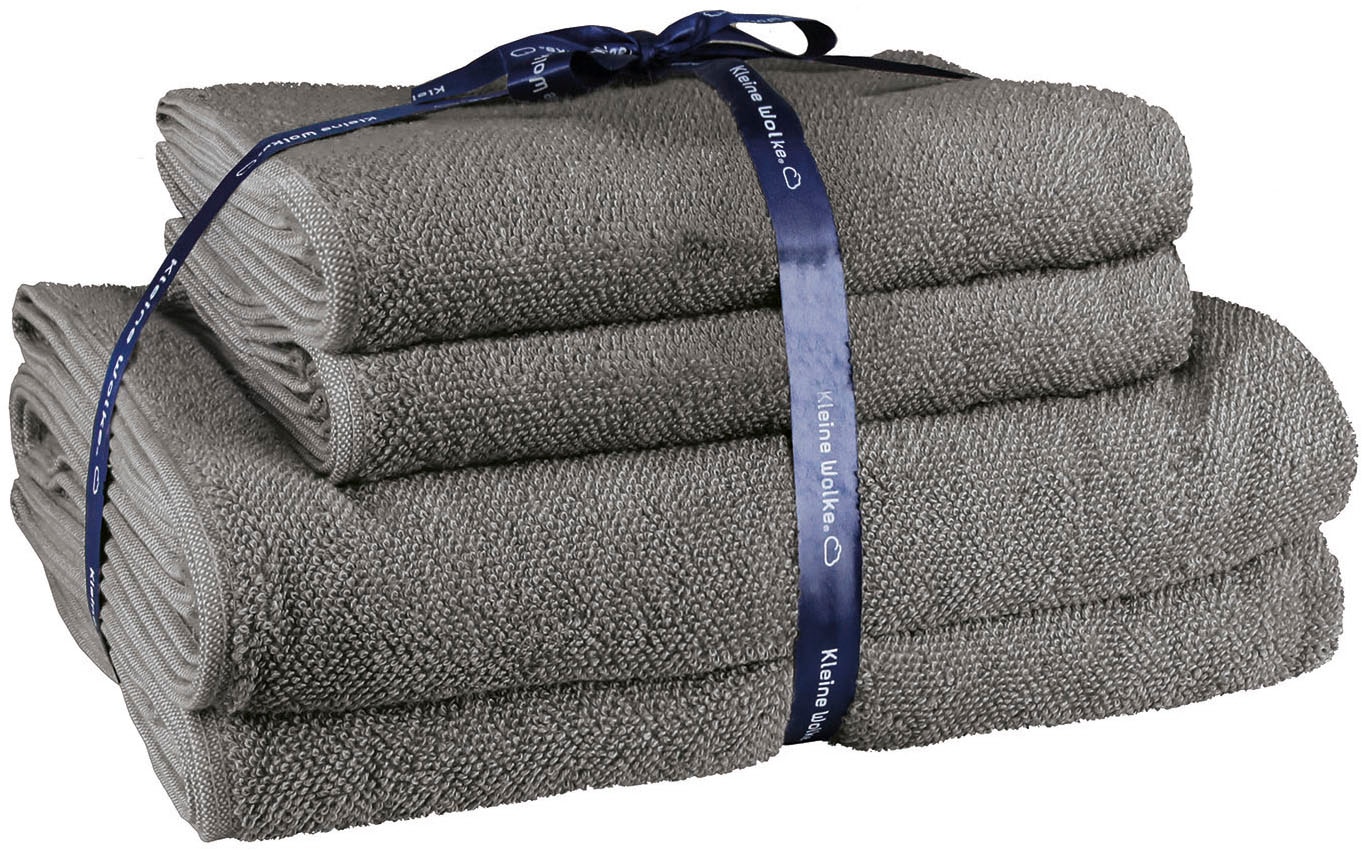 Handtuch Set KLEINE WOLKE "RELAX, 4 Stück (2 Handtücher 50x10 + 2 Duschtücher 70x140)", grau (anthrazit), 4 Stk., Frottier, Frottier, Obermaterial: 100% Baumwolle, Handtuch-Sets, moderne Melangeoptik, Handtücher, Duschtücher, mit Bordüre