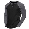 Per uomo Maglietta Camicia a Maniche Lunghe Felpa Manica Lunga Girocollo Estate Tinta unica Quotidiano Casual Stile da Strada Blocco di colore All'aperto Streetwear Casual Nero Blu Grigio chiaro