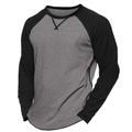 Per uomo Maglietta Camicia a Maniche Lunghe Felpa Manica Lunga Girocollo Estate Tinta unica Quotidiano Casual Stile da Strada Blocco di colore All'aperto Streetwear Casual Nero Blu Grigio chiaro