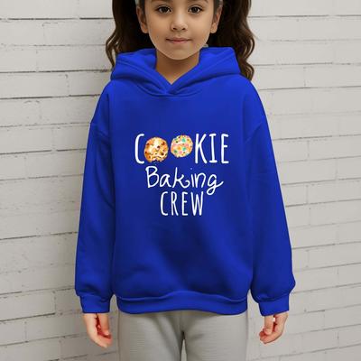 TEMU Cookie Baking Crew Girls' Long Sleeve Hoodie For Spring & Fall, Girl's Comfy Hooded Sweatshirt Image