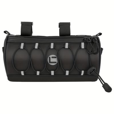 TEMU Square Front Bag, Bicycle Handlebar Bag With Large Reflective Area And Stripes, Bike Front Pouch With Zipper Shoulder Strap, Removable Cycling Sling 2.2l Image