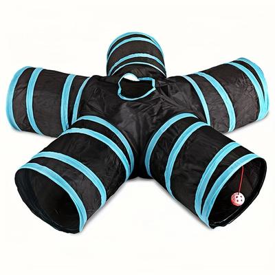 TEMU Cat Tunnel Toy With Pom-poms, Interactive Wrinkle Pop-up Game Maze, Suitable For Cats, Kittens, Puppies, And Small Rabbits Image