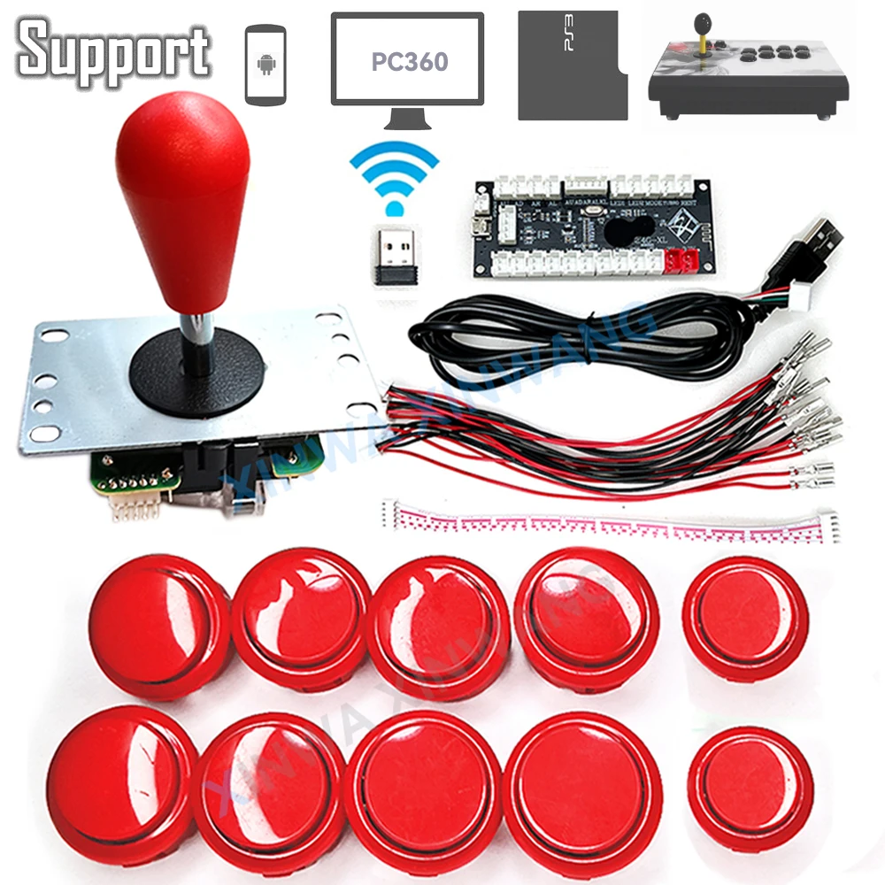 Ps pc android tv arcade spiel diy kit null verzögerung drahtlose usb board joystick controller kopie sanwa run klar drucktasten set Image