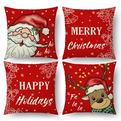 Weihnachts kissen bezug 45*45cm Kissen bezug Sofa kissen Kissen bezüge Imitation Leinen Kissen Image