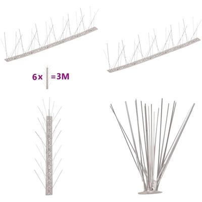 6-tlg. Vogelabwehr-Spikes-Set 3 m Edelstahl 5-reihig - Taubenabwehr Spikes - Vogelabwehr Spikes