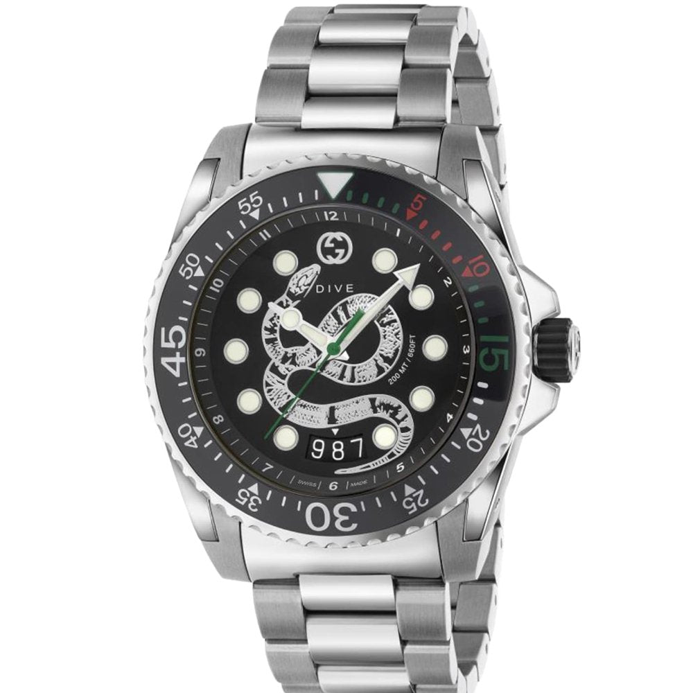 Gucci YA136218 Schwarzes Schlangenzifferblatt Herrenuhr Image