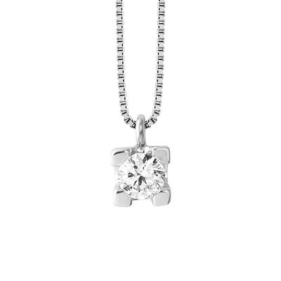 Collier Solitaire Diamant 0,20 Cts Or Blanc