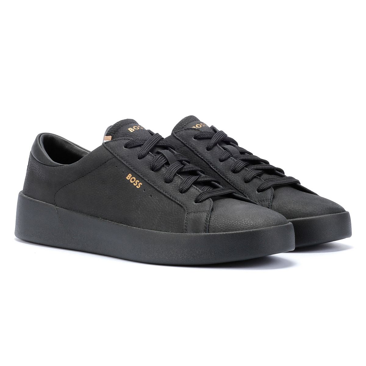 Boss Belwar Tennis Leder Herren Schwarze Turnschuhe
