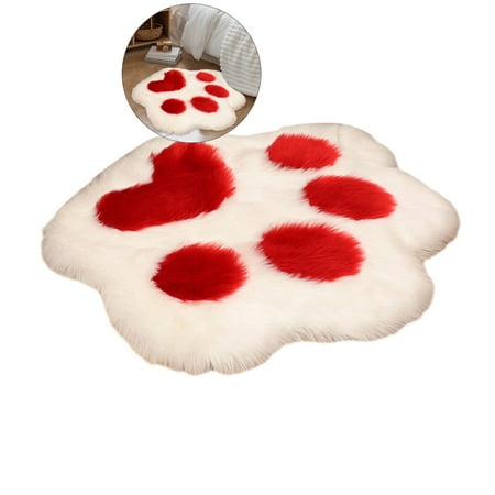 WNFJR Doormat Welcome Non Slip Door Mat Rugs Super Soft Faux Sheepskin Rug Furry Cat Paws Rug Kids Room Rug Room Decor Non Slip Throw Rug Furry Rug Bedroom Rug