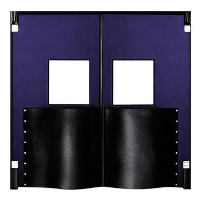 Chase Doors Durulite Standard 60" x 84" Blue Heavy-Duty Double Swinging Traffic Door with Windows and 42" Black Bumpers 6084CSTDD42BLUE