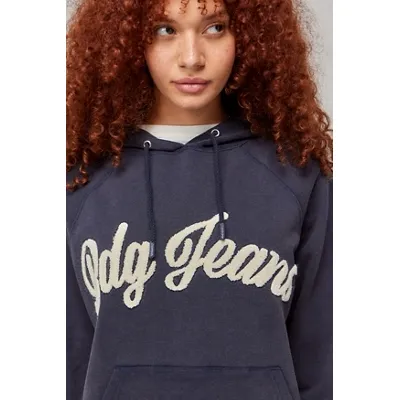 BDG Script Applique Hoodie - Navy XS at Urban Outfitters