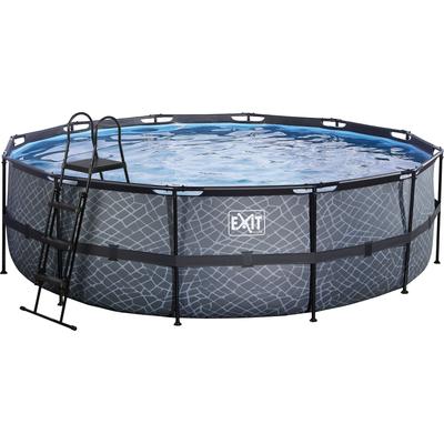 Framepool EXIT "inkl. Sicherheitsleiter", grau, H:122cm Ø:488cm, Schwimmbecken, ØxH: 488x122 cm, mit Sandfilteranlage