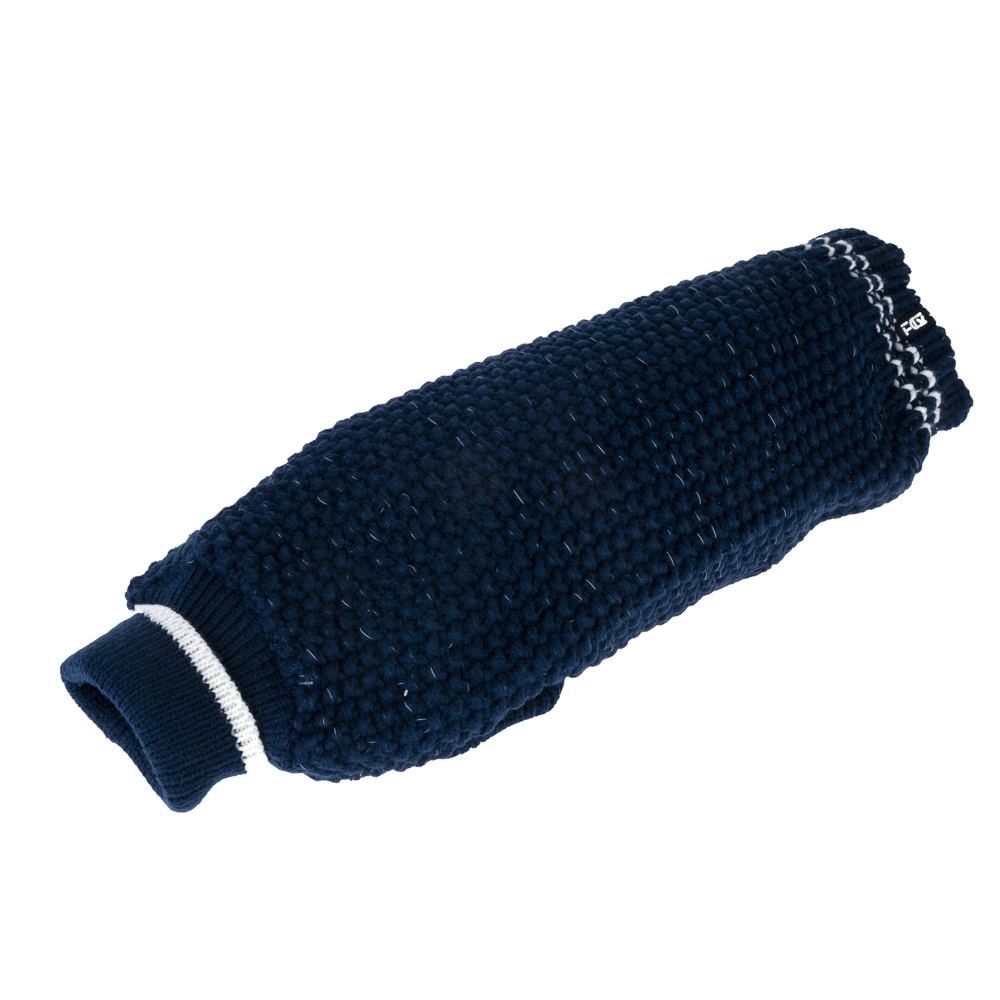 Pull-over TIAKI Reflective Knit, bleu foncé pour chien - longueur du dos : environ 35 cm