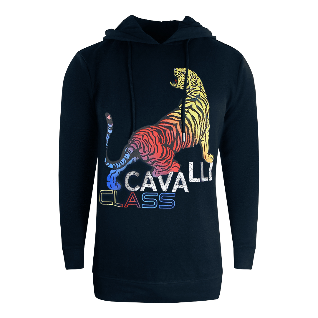 Cavalli Class – Kapuzenpullover mit Tiger-Logo in Marineblau Image