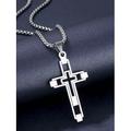 Zweifarbige Halskette mit Kreuzanhänger aus Edelstahl für Herren – Silber- und Gold-Finish, moderner religiöser Schmuck