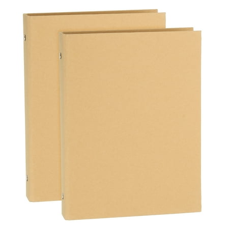 Uxcell A5 Binder Cover 2 Pcs 6 Round Ring Binder Protector Kraft Paper Binder Shell Hardcover for Meeting Notebook Folder Khaki