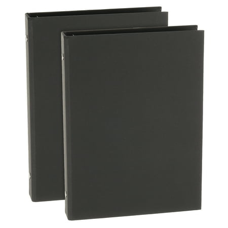 Uxcell A5 Binder Cover 2 Pcs 6 Round Ring Binder Protector Kraft Paper Binder Shell Hardcover for Meeting Notebook Folder Black