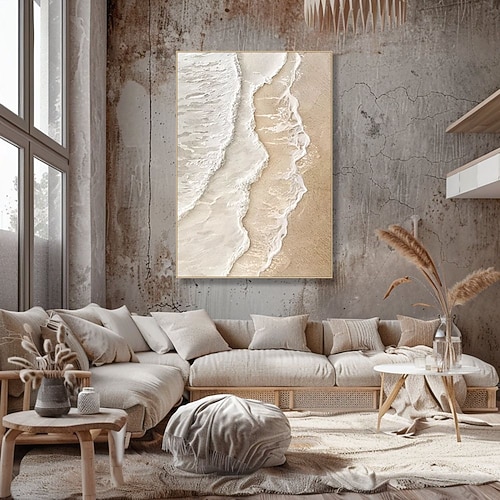 Wabi Sabi Kunst handgemalt Küstenstrand Welle Ölgemälde Set große Wand Kunst strukturierte Leinwand handgemalt Ozean Meereslandschaft moderne Wohnkultur 3D Kunstwerk Malerei Weihnachtsgeschenk Image