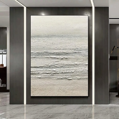 Wabi Sabi Kunst handgemalte weiße Meereswellen Dekor Ölgemälde große Wand handgemalte Textur Meer Landschaft Malerei Mode Wandkunst Welle Ölgemälde weißer Strand Leinwand Ölgemälde Weihnachtsgeschenk Image
