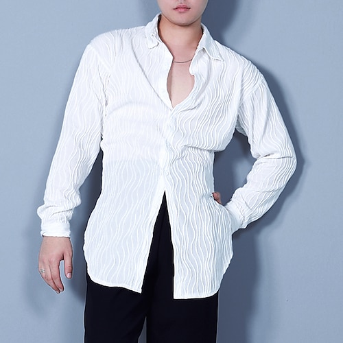 Latein-Tanz oben Pure Farbe Herren Leistung Freizeitskleidung Langarm Gestrickt Image