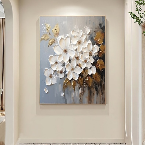 großes abstraktes 3D Blumengemälde handgemachtes Rosenblumen Ölgemälde auf Leinwand Wandkunst minimalistisch florale Kunst individuelle Malerei modernes Wohnzimmer Dekor Geschenk Image