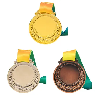 2 Inches Gold Silver Bronze Award Medal with Neck Ribbon Gold Prize Round for Kids School Sports