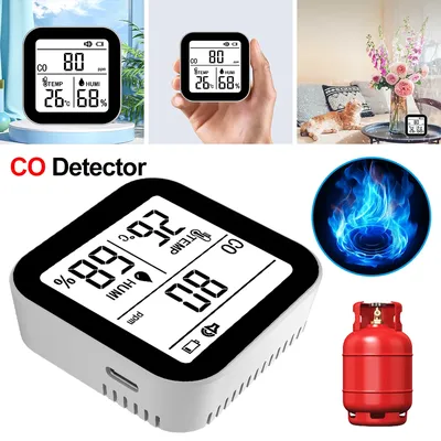 3-in-1 Portable Carbon Monoxide Detector Alarm Function CO Temp Humidity Detector CO Detector for