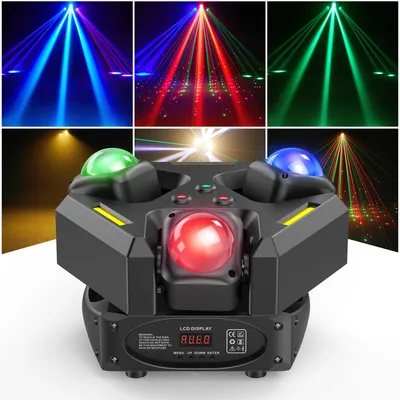 U'King 100W LED Moving Head Light 3 Head RGBW Beam DJ Light Rotating DMX512 Laser Effect Stage Light