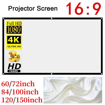 16:9 Ratio Hight-density Portable Projection Screen 1080P 3d 4K HD Projector Movie 60 72 84 92 100