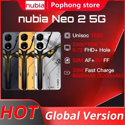 Global Version Nubia Neo 2 5G Mobile Phone 6000mAh Unisoc T820 6.72 FHD+ Hole 120Hz 50M NFC