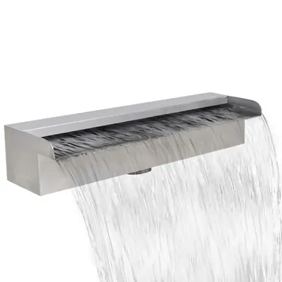 17.7 Rectangular Stainless Steel Waterfall Pool Fountain - Elegant Outdoor Water Feature