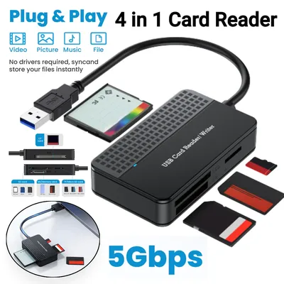 USB 3.0 Type C 4 in 1 Card Reader 5Gbps Memory Smart Card Reader SD TF CF MS Compact Flash Card