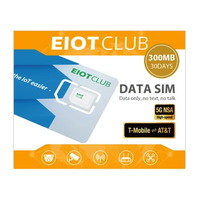 EIOTCLUB USA Prepaid SIM Card - 300MB 30DAY, Supports AT&T and T-Mobile Networks, High Speed 5G/4G