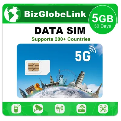 EIOTCLUB International Data SIM Card - 5GB 30DAY, High Speed 5G/4G LTE Coverage, Global Coverage