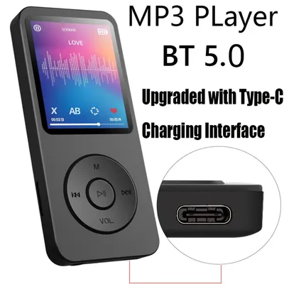 Portable MP3 Player 1.8 inch Screen HiFi Lossless Music Player Noise Conduction Media Lossless