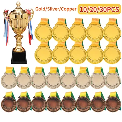 10/20/30PCS Gold Silver Bronze Trophy Award Children Medal Winner Reward for Outdoor Sports