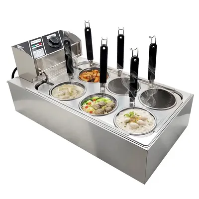 Noodle Cooking Machine 1500W 6-Holes Commercial Electric Pasta Stove Stainless Steel Noodle Cooker