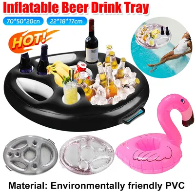 Swimming Pool Float Beer Table Cooler Table Bar Tray Inflatable Cup Holder Phone Pad Swimming Pool