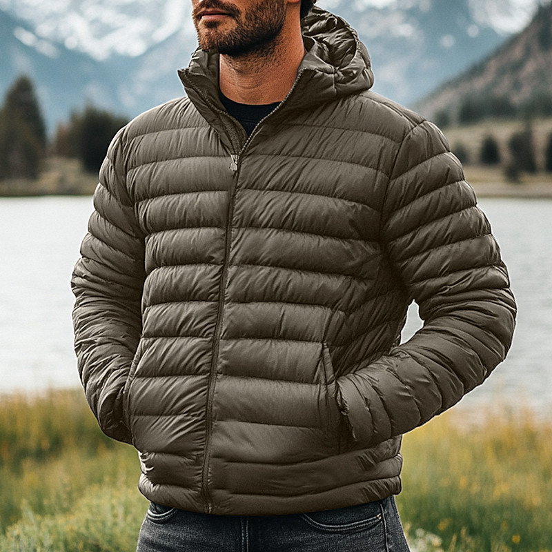 Men's Winter Coat Down Jacket Puffer Jacket Zipper Pocket Outdoor Home Work Regular Classic Thermal Warm Windproof Breathable Winter Autumn / Fall Solid Color Wine Matte Black Royal Blue Blue Puffer