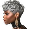 Pixie Cut Wig Short Grey Wigs for Black Women Pixie Cut Wig Short Pixie Wigs for Blcak Women Synthetic Pixie Wig Natural Wavy Short Curly Pixie Cut Wigs for Old Women