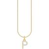 Kette mit Anhänger THOMAS SABO "Buchstabe, KE2240 - KE2265-051-14-L45V, KE2240 - KE2265-414-14-L45V" Gr. 45, gold (gelbgoldfarben, weiß), Halsketten, Damen, 45, P, Silber 925, recycelt, mit Zirkonia (synth.)