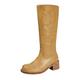 𝗥ed Glitter Shoes for Women Calf Boots Knee High Boots High Heeled Long Boots 𝗖hunky Platform Boots (Yellow, 7)