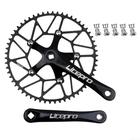 Single Speed Crankset Set, 50-58t 170Mm Crankarms 130BCD For Single Ring Fully CNC Machined Narrow-wide Chainring, For Folding Bikes, Road Bike(black crank+58T)