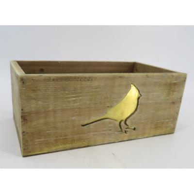 Brown Wood With Gold Bird Pattern Box